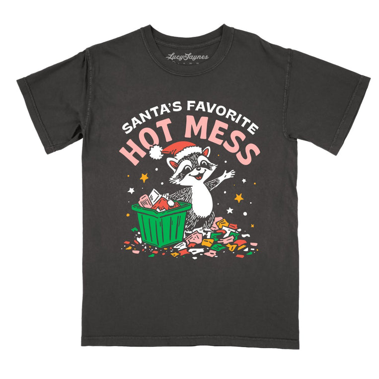 Santa's Favorite Hot Mess Comfort Colors Graphic Tee - Pepper