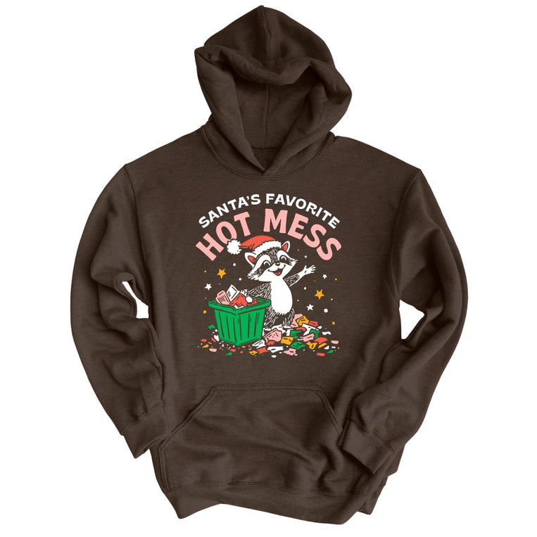 Santa's Favorite Hot Mess Graphic Hoodie - Dark Chocolate