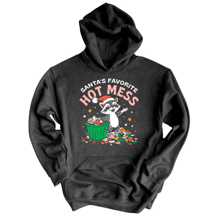 Santa's Favorite Hot Mess Graphic Hoodie - Dark Heather