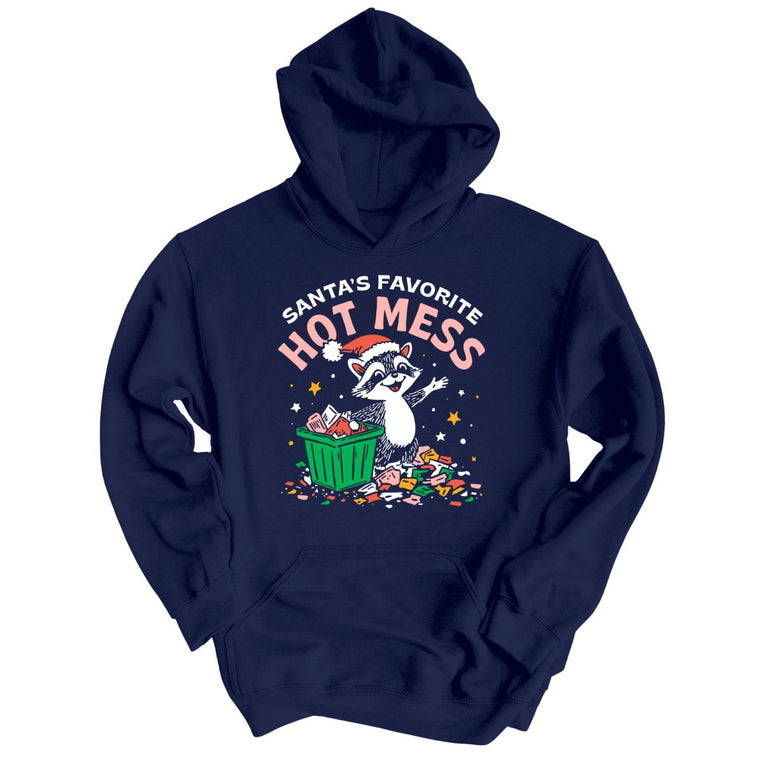 Santa's Favorite Hot Mess Graphic Hoodie - Navy