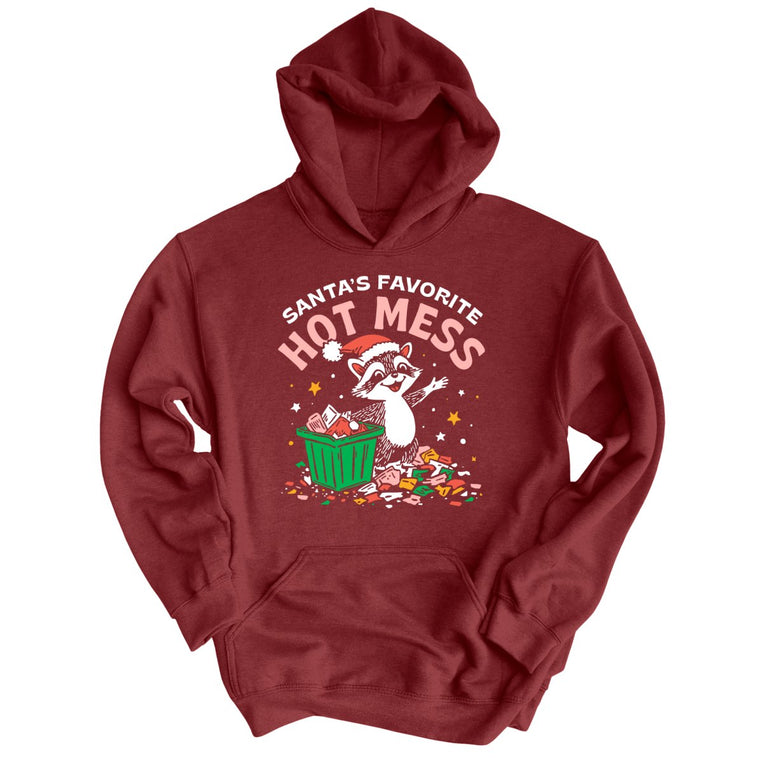 Santa's Favorite Hot Mess Graphic Hoodie - Maroon