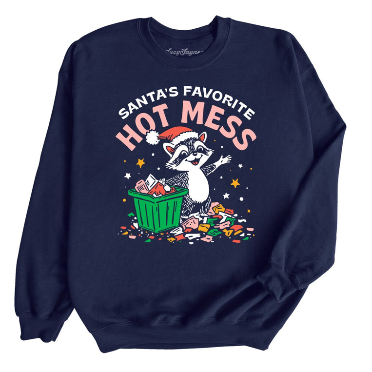 Santa's Favorite Hot Mess Graphic Sweatshirt - Navy