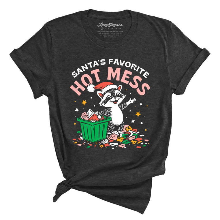 Santa's Favorite Hot Mess Graphic Tee - Dark Grey Heather