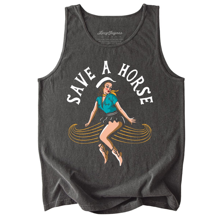 Save a Horse Comfort Colors Graphic Tank Top - Pepper