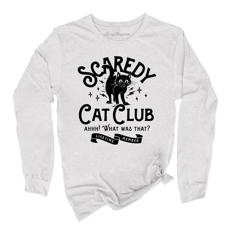 Scaredy Cat Club Graphic Long Sleeve Tee - Ash