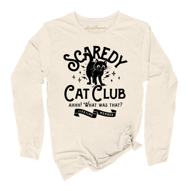 Scaredy Cat Club Graphic Long Sleeve Tee - Natural