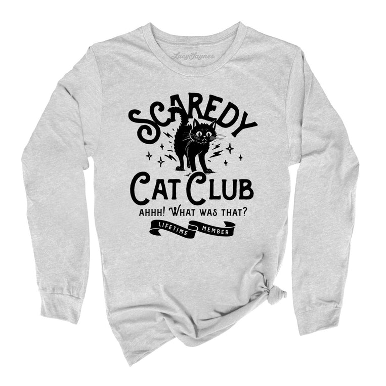 Scaredy Cat Club Graphic Long Sleeve Tee - Athletic Heather