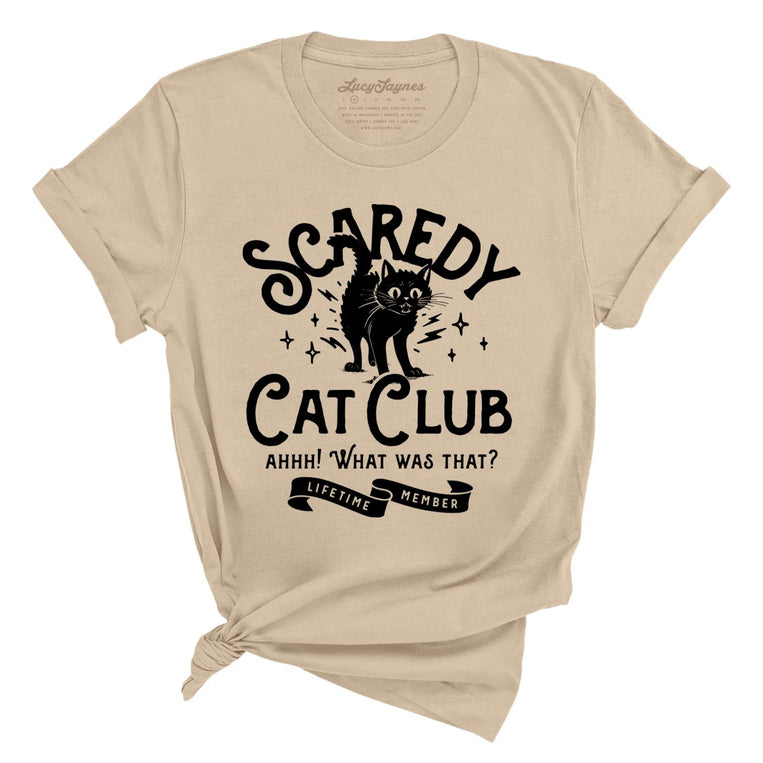 Scaredy Cat Club Graphic Tee - Tan