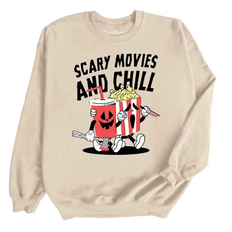 Scary Movies and Chill Graphic Sweatshirt - Sand
