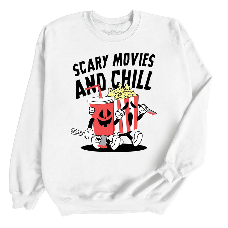 Scary Movies and Chill Graphic Sweatshirt - White