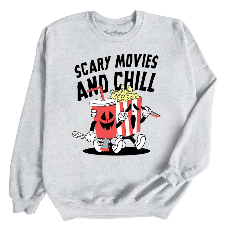 Scary Movies and Chill Graphic Sweatshirt - Ash