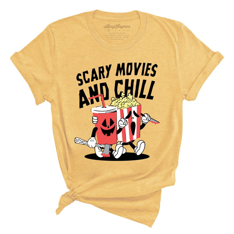 Scary Movies and Chill Graphic Tee - Heather Yellow Gold