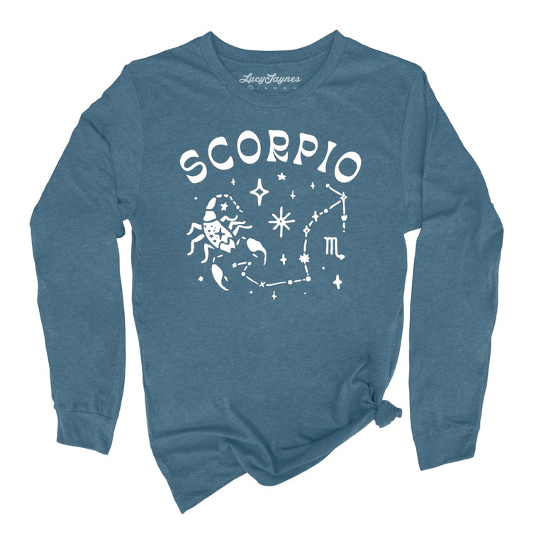 Scorpio Graphic Long Sleeve Tee - Heather Deep Teal