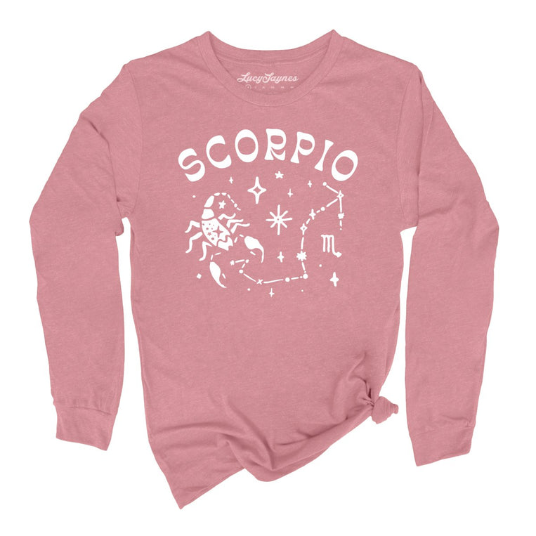 Scorpio Graphic Long Sleeve Tee - Heather Mauve