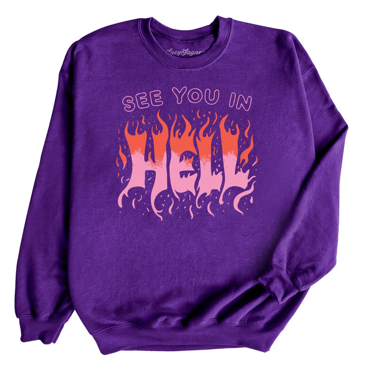 See You In Hell Graphic Sweatshirt - Purple