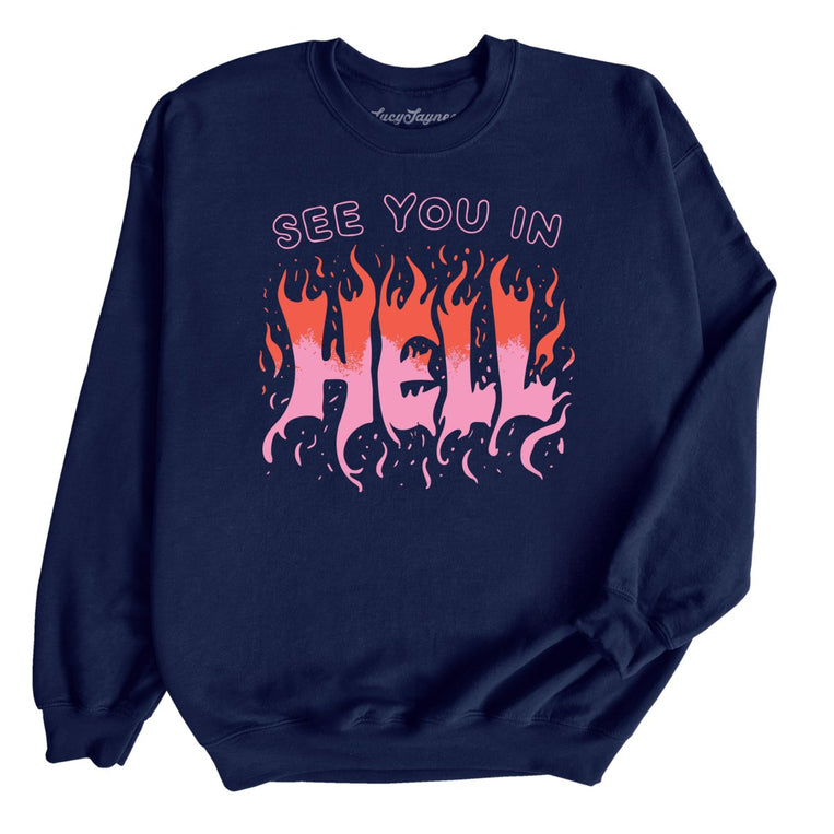 See You In Hell Graphic Sweatshirt - Navy