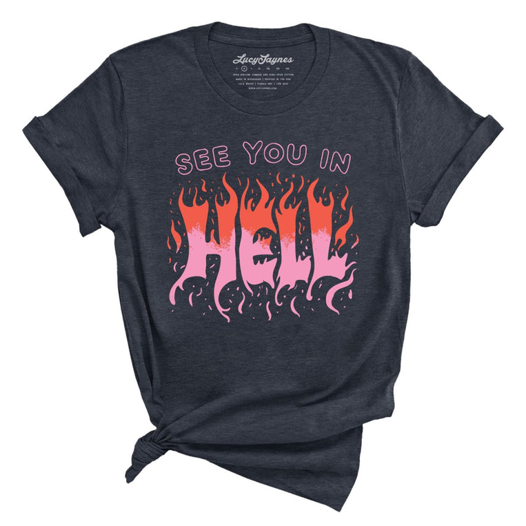 See You In Hell Graphic Tee - Heather Midnight Navy