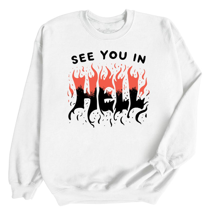 See You In Hell Graphic Sweatshirt - White