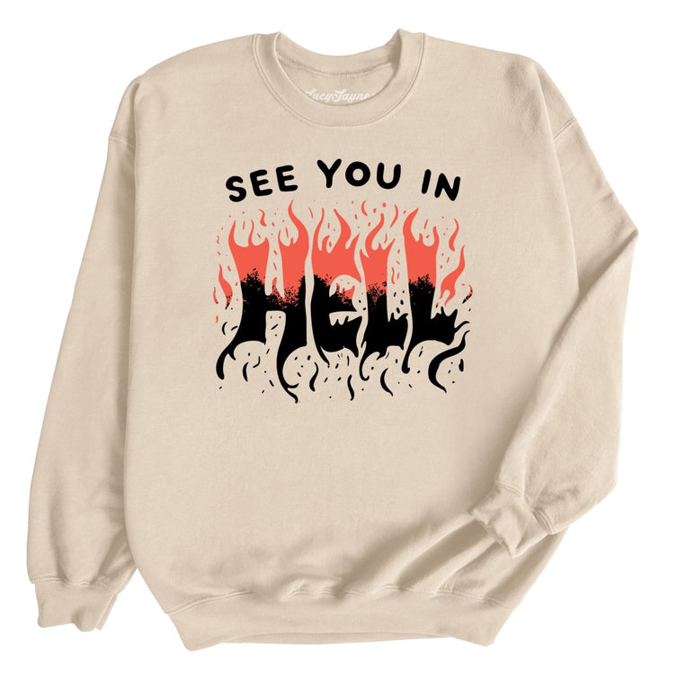 See You In Hell Graphic Sweatshirt - Sand