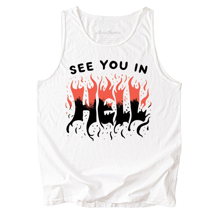 See You In Hell Comfort Colors Graphic Tank Top - White