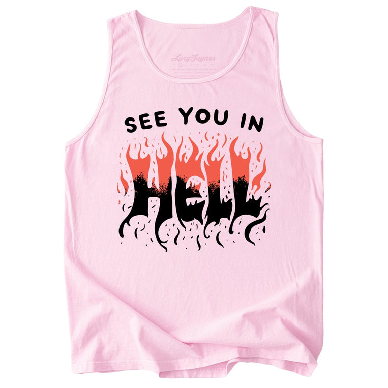 See You In Hell Comfort Colors Graphic Tank Top - Blossom