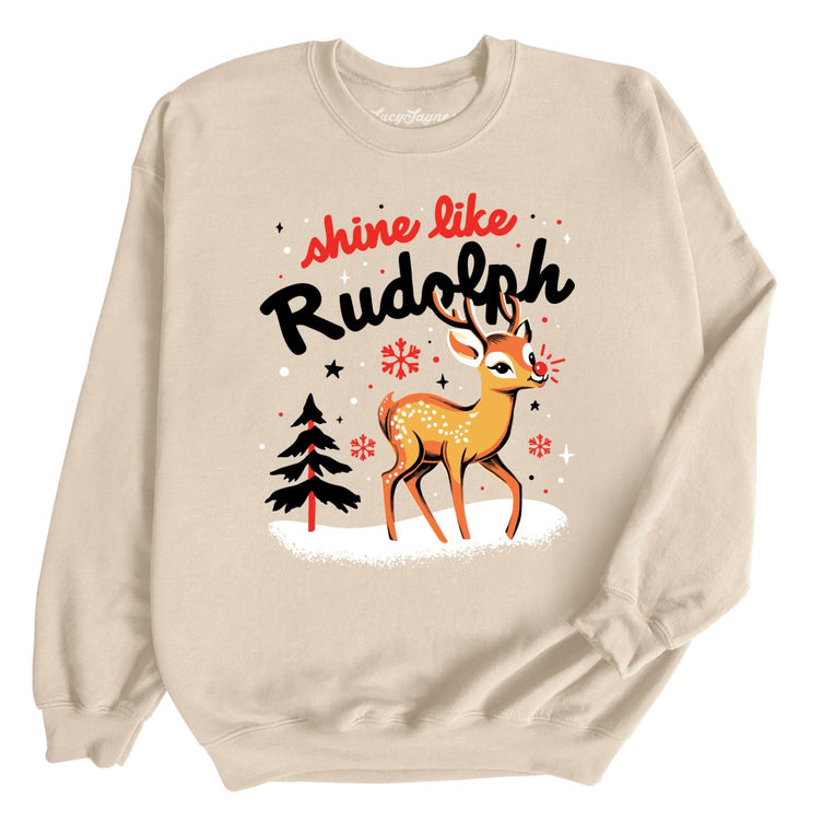 Shine Like Rudolph Graphic Sweatshirt - Sand