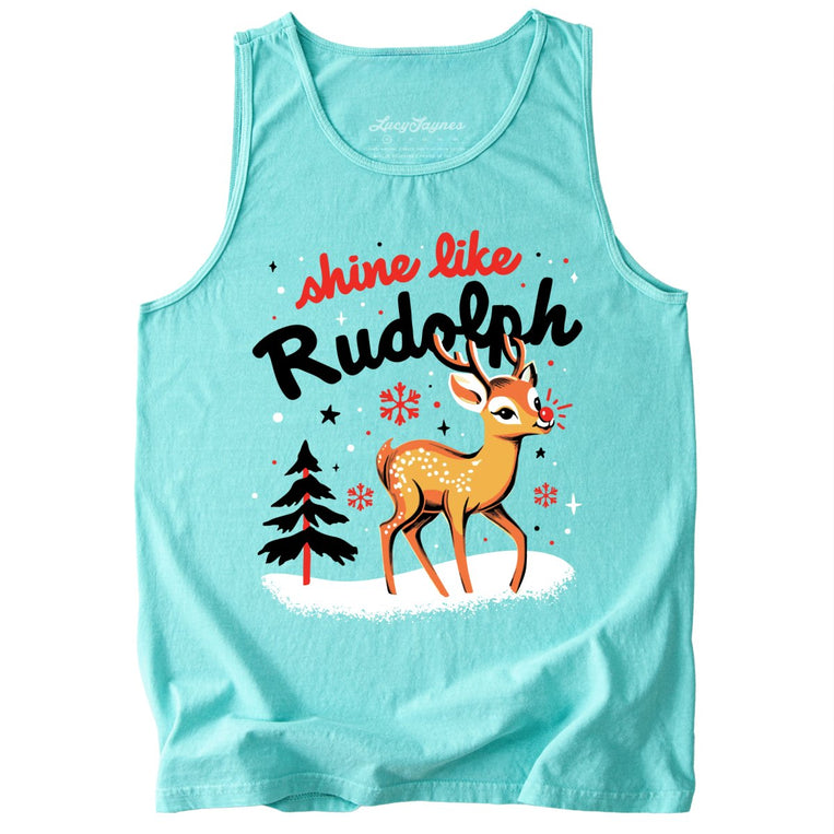 Shine Like Rudolph Comfort Colors Graphic Tank Top - Chalky Mint