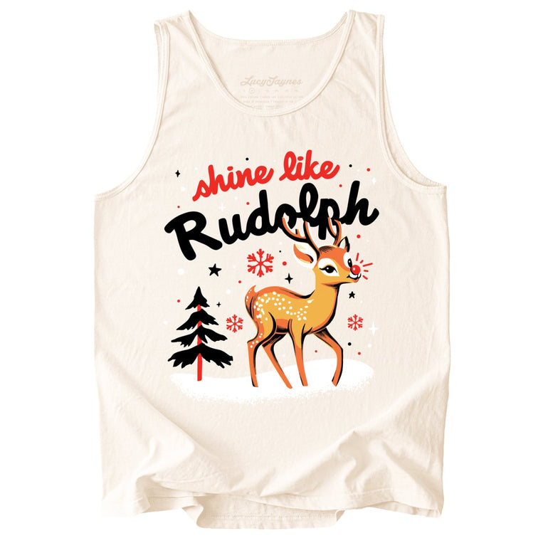 Shine Like Rudolph Comfort Colors Graphic Tank Top - Ivory