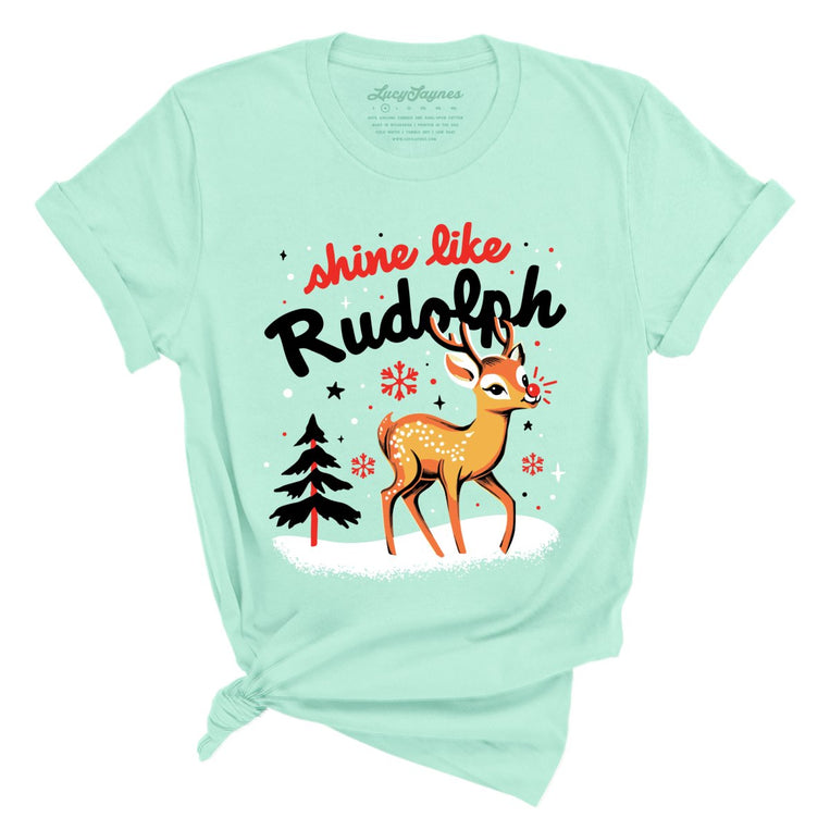 Shine Like Rudolph Graphic Tee - Mint