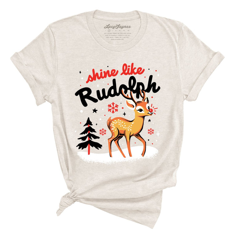 Shine Like Rudolph Graphic Tee - Heather Dust