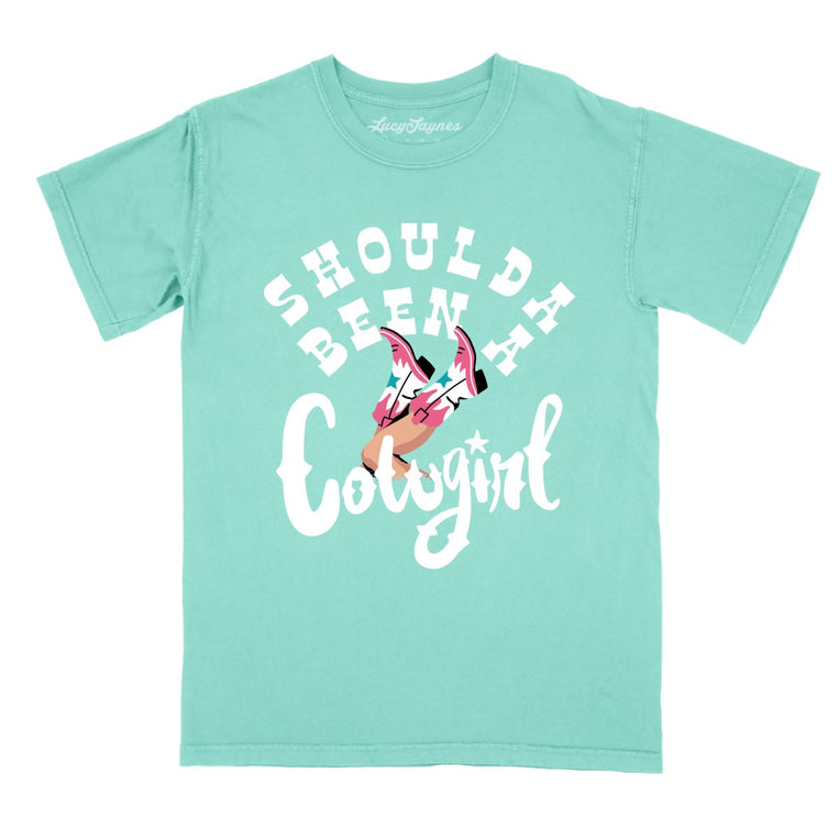 Should of Been a Cowgirl Comfort Colors Graphic Tee - Chalky Mint