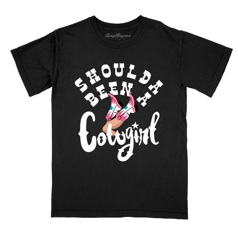 Should of Been a Cowgirl Comfort Colors Graphic Tee - Black