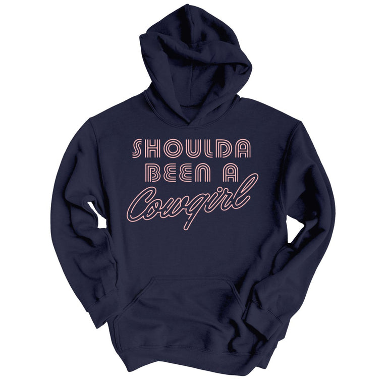 Should of Been a Cowgirl Retro Neon Graphic Hoodie - Classic Navy