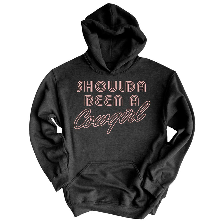 Should of Been a Cowgirl Retro Neon Graphic Hoodie - Charcoal Heather