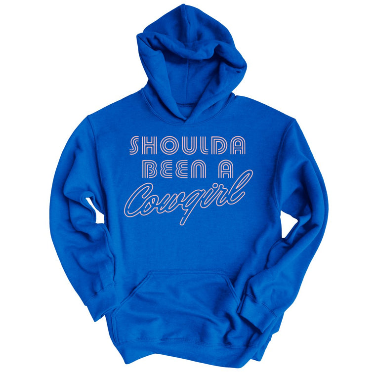 Should of Been a Cowgirl Retro Neon Graphic Hoodie - Royal