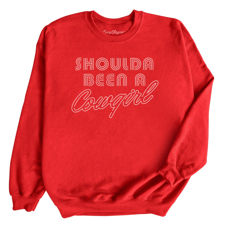 Should of Been a Cowgirl Retro Neon Graphic Sweatshirt - Red