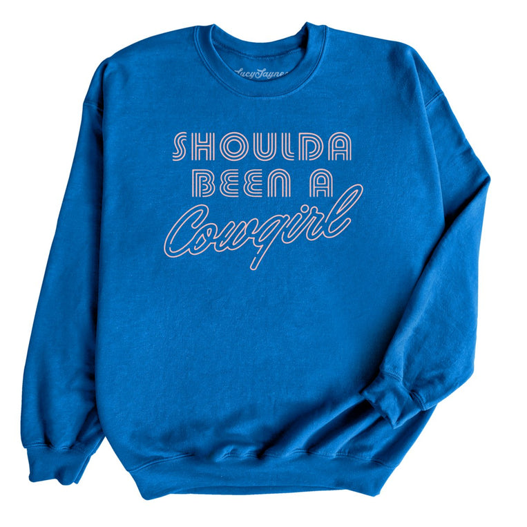 Should of Been a Cowgirl Retro Neon Graphic Sweatshirt - Royal