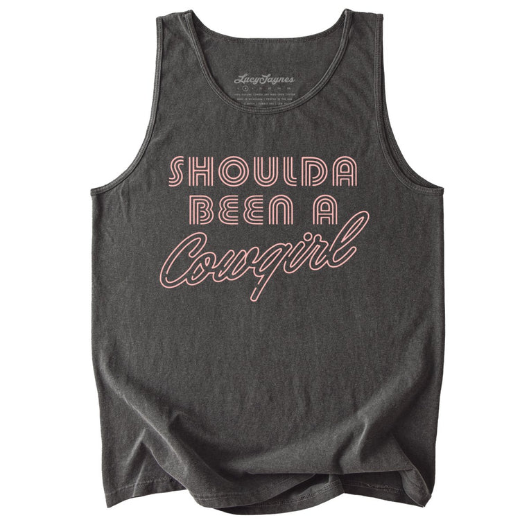 Should of Been a Cowgirl Retro Neon Comfort Colors Graphic Tank Top