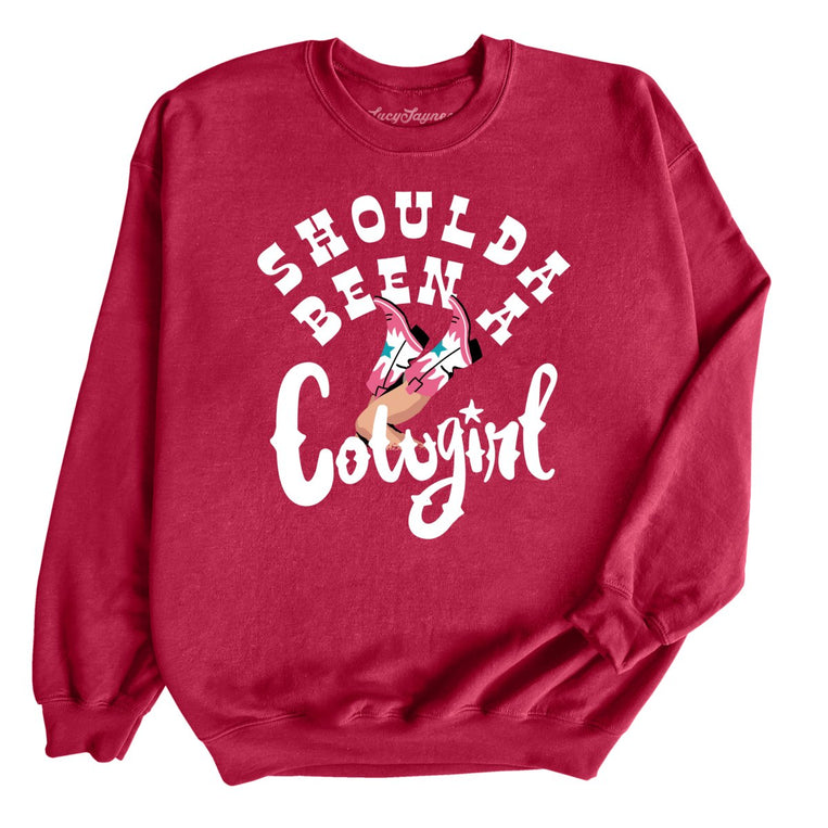 Should of Been a Cowgirl Graphic Sweatshirt - Cardinal Red
