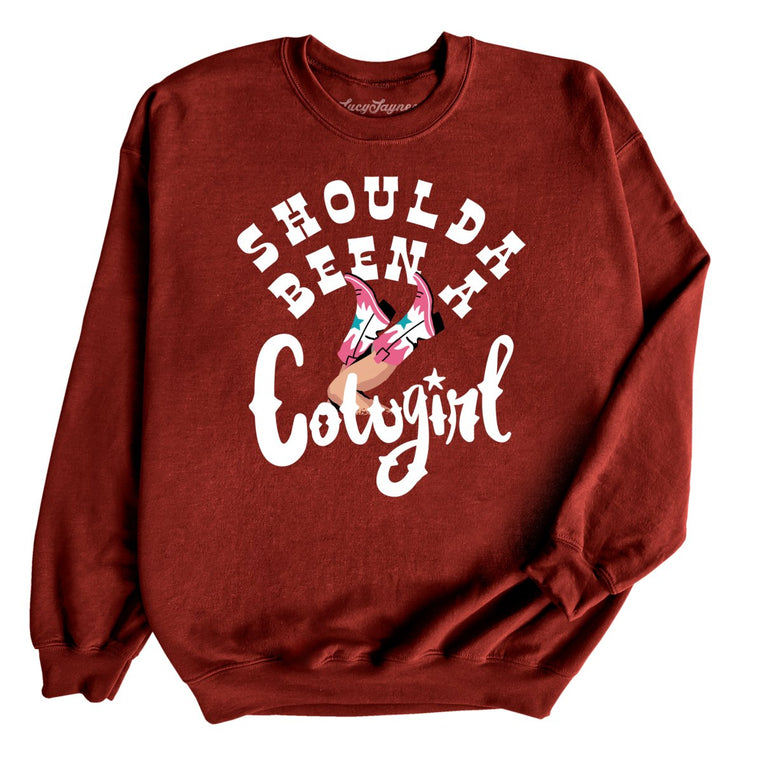 Should of Been a Cowgirl Graphic Sweatshirt - Garnet