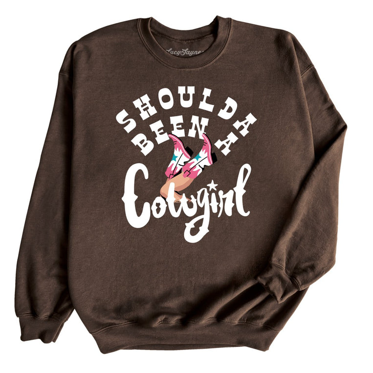 Should of Been a Cowgirl Graphic Sweatshirt - Dark Chocolate