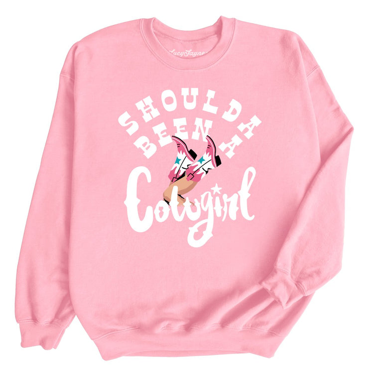 Should of Been a Cowgirl Graphic Sweatshirt - Light Pink