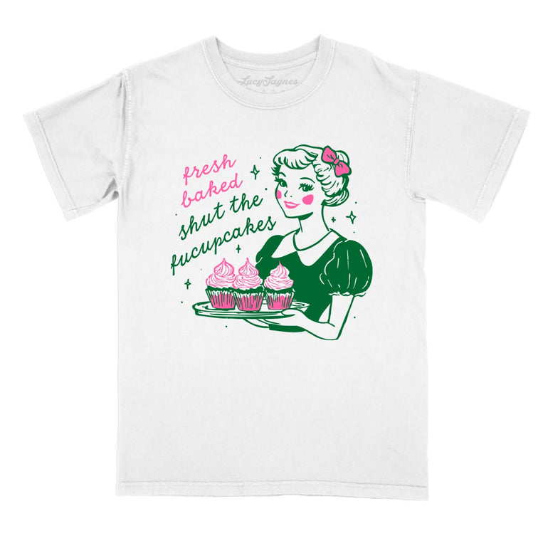 Shut The Fucupcakes Comfort Colors Graphic Tee - White