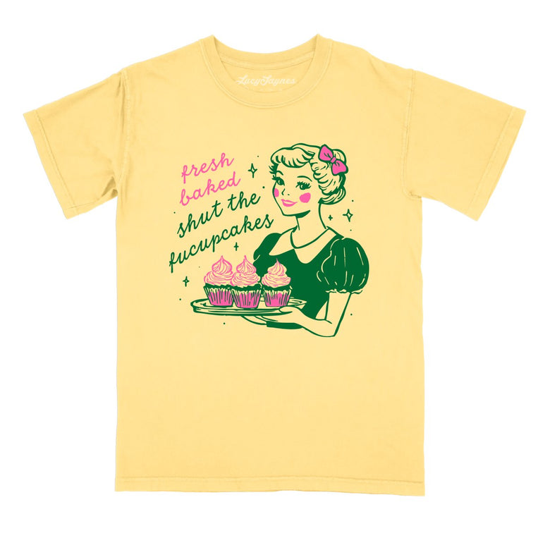 Shut The Fucupcakes Comfort Colors Graphic Tee - Butter