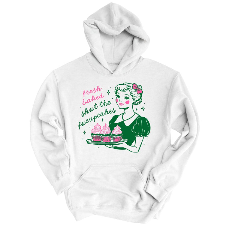 Shut The Fucupcakes Graphic Hoodie - White