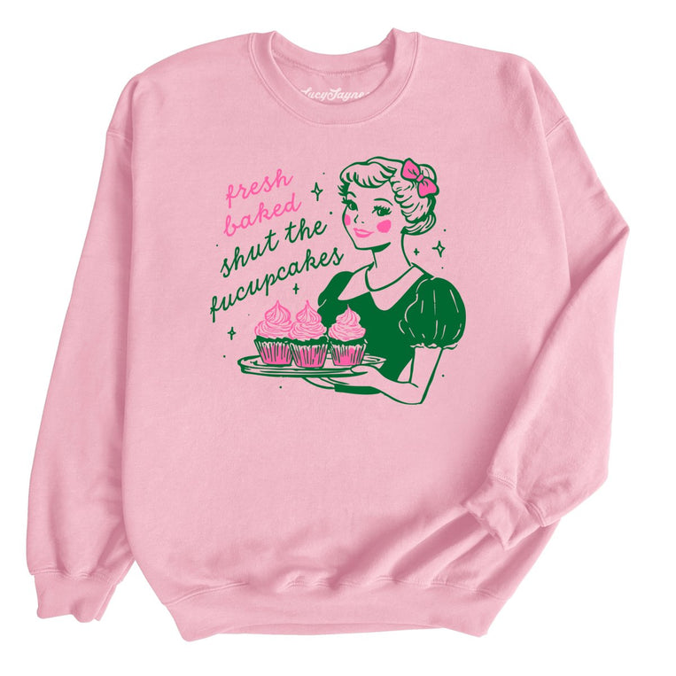 Shut The Fucupcakes Graphic Sweatshirt - Light Pink