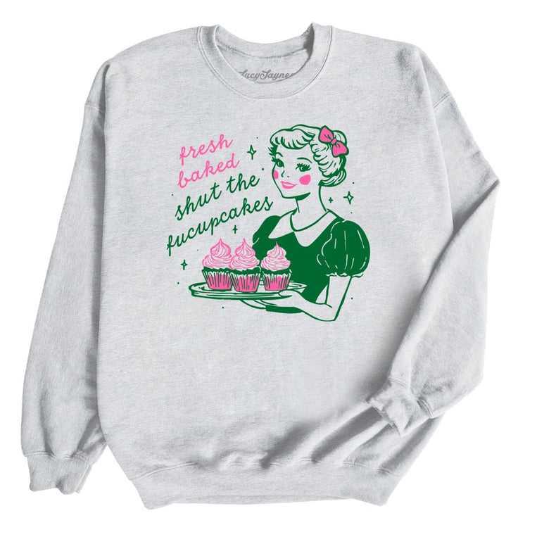 Shut The Fucupcakes Graphic Sweatshirt - Ash