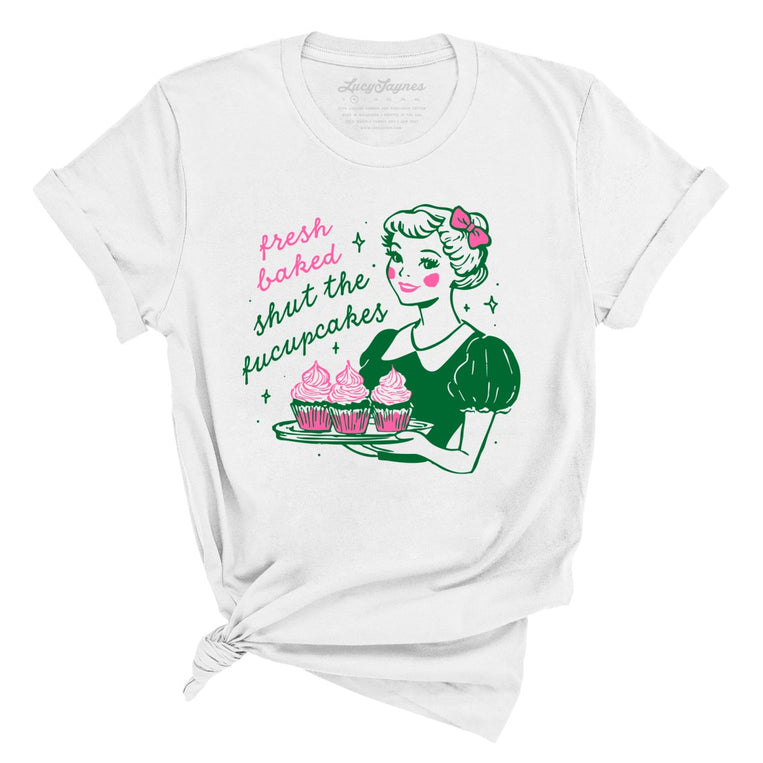 Shut The Fucupcakes Graphic Tee - White