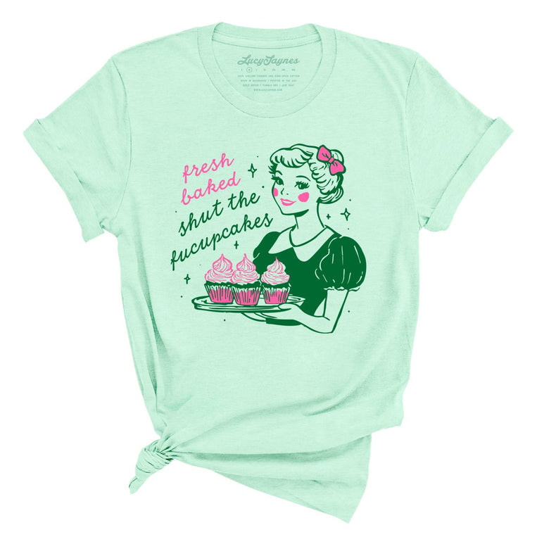 Shut The Fucupcakes Graphic Tee - Heather Mint