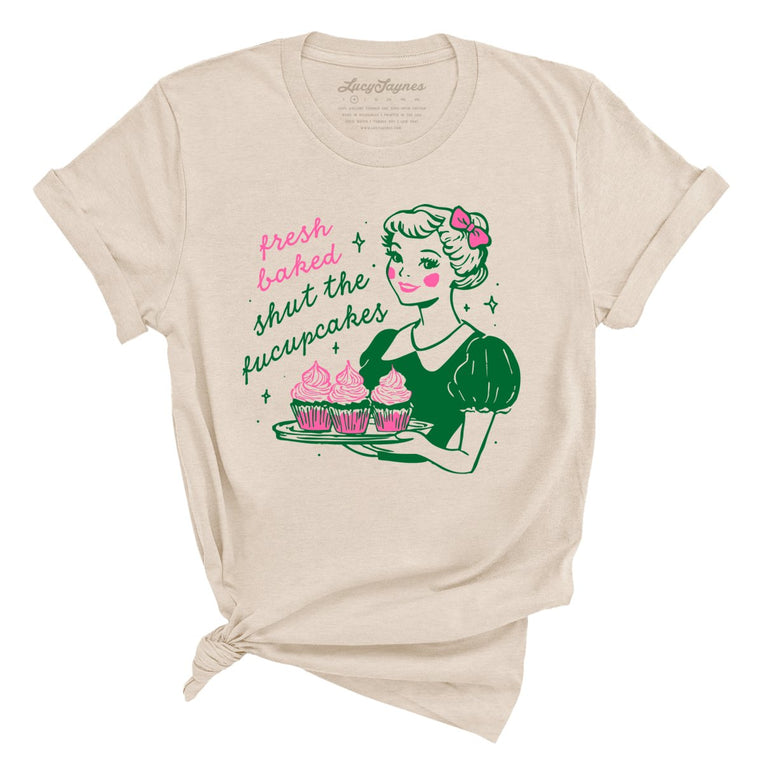 Shut The Fucupcakes Graphic Tee - Soft Cream